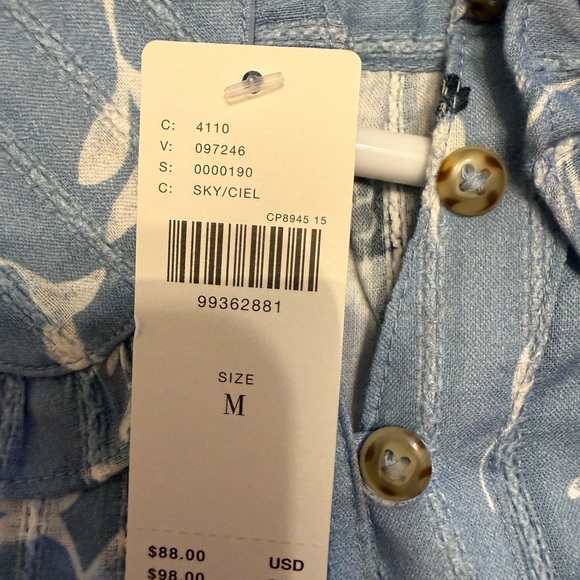 Anthropologie Pilcro Keira Blouse NWT Blue Floral Peter Pan Collar Top Size M - Picture 6 of 9